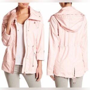 Vintage Y2K GUESS Sz M Adjustable-Waist Hooded Anorak Pastel Pink